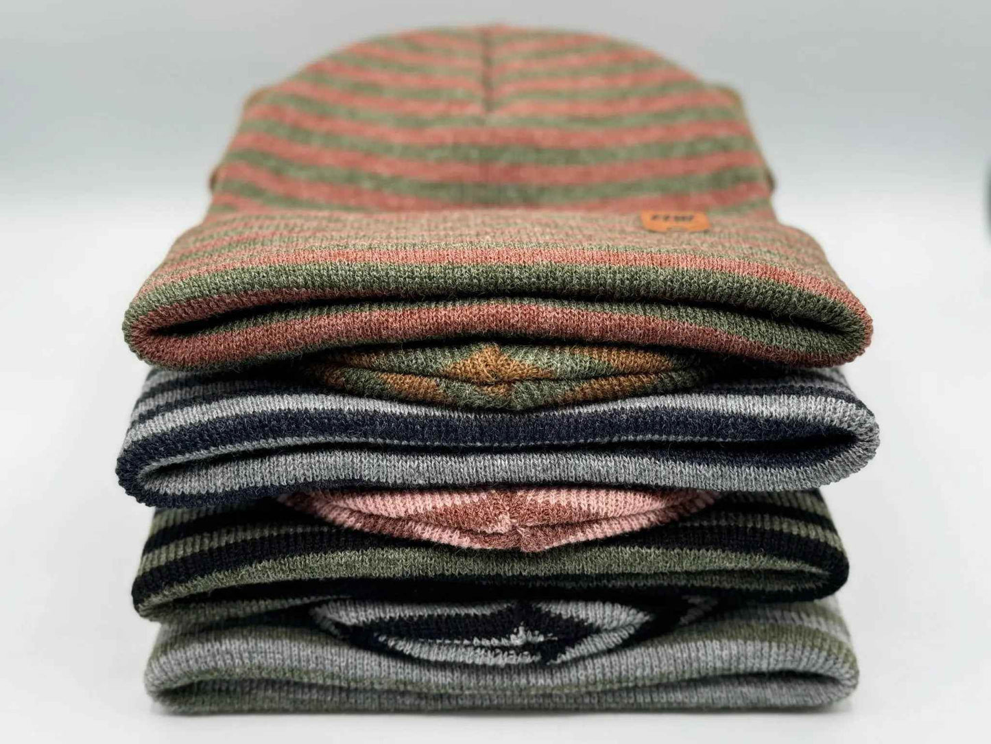 HAAKWEAR Classic RORO Cuffed Beanie / Hat - Burgundy / Green, Made in USA