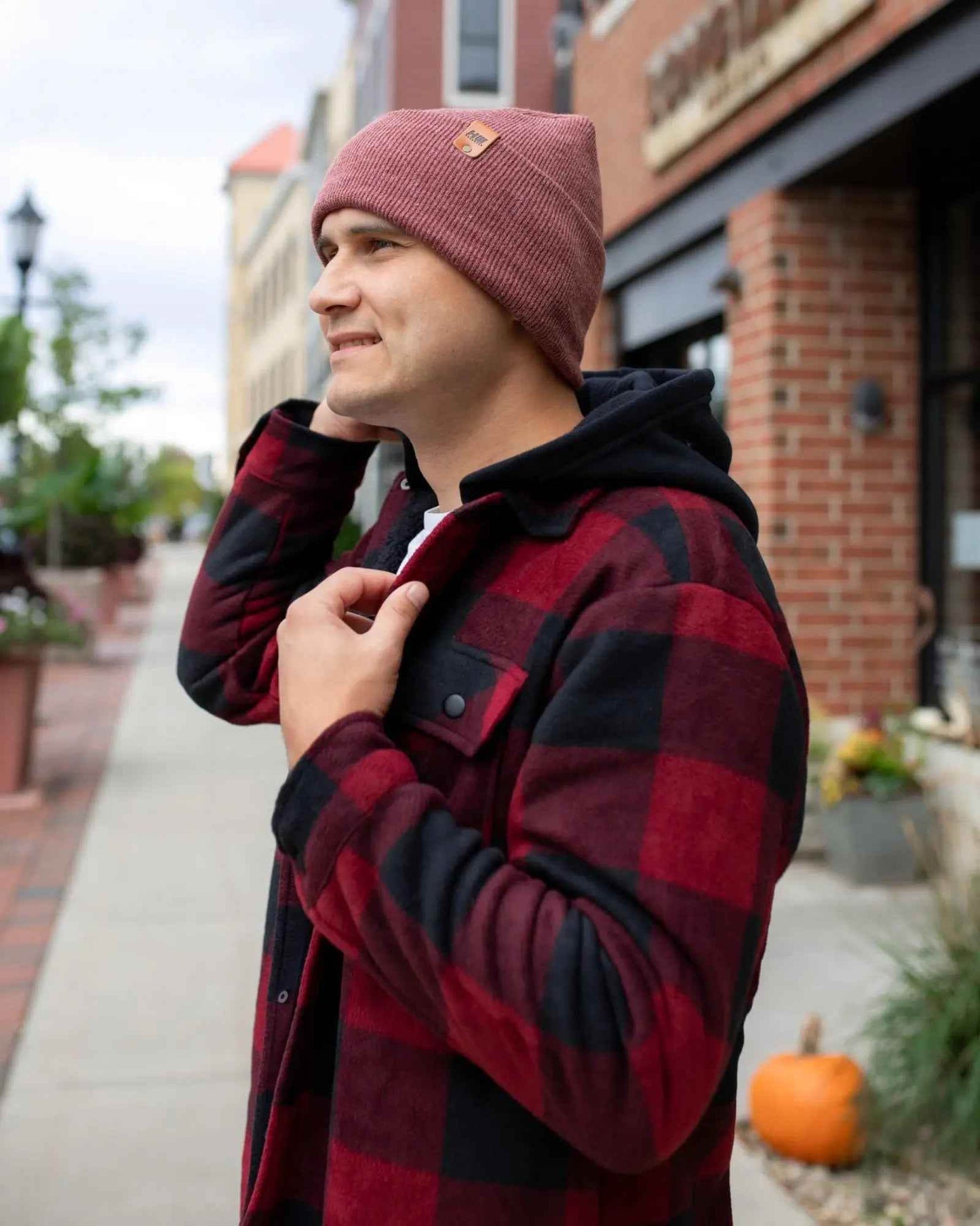 NEW HAAKWEAR H-Stitch Cuffed Beanie - Designed and Made in USA (Patented Design) - Rusty Burgundy