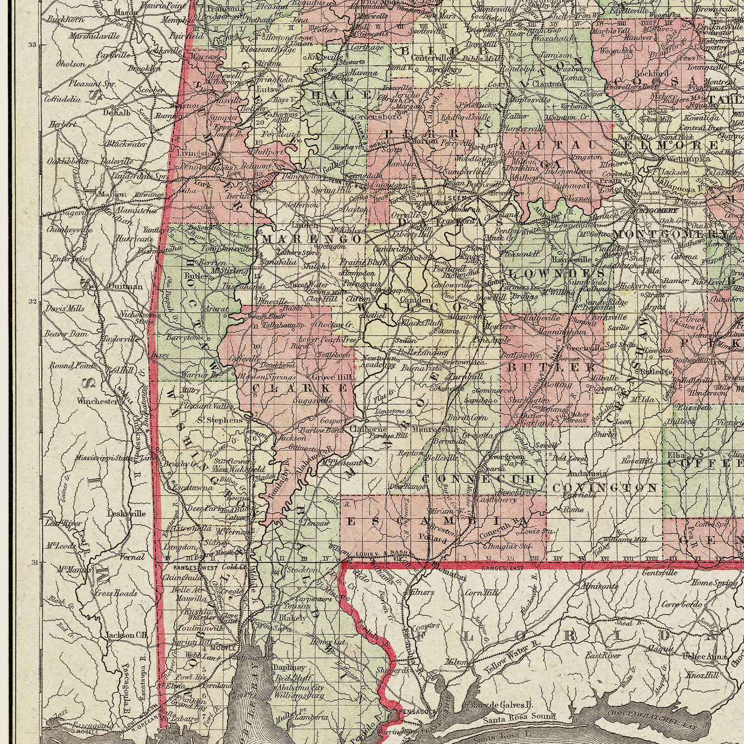Alabama Vintage Map