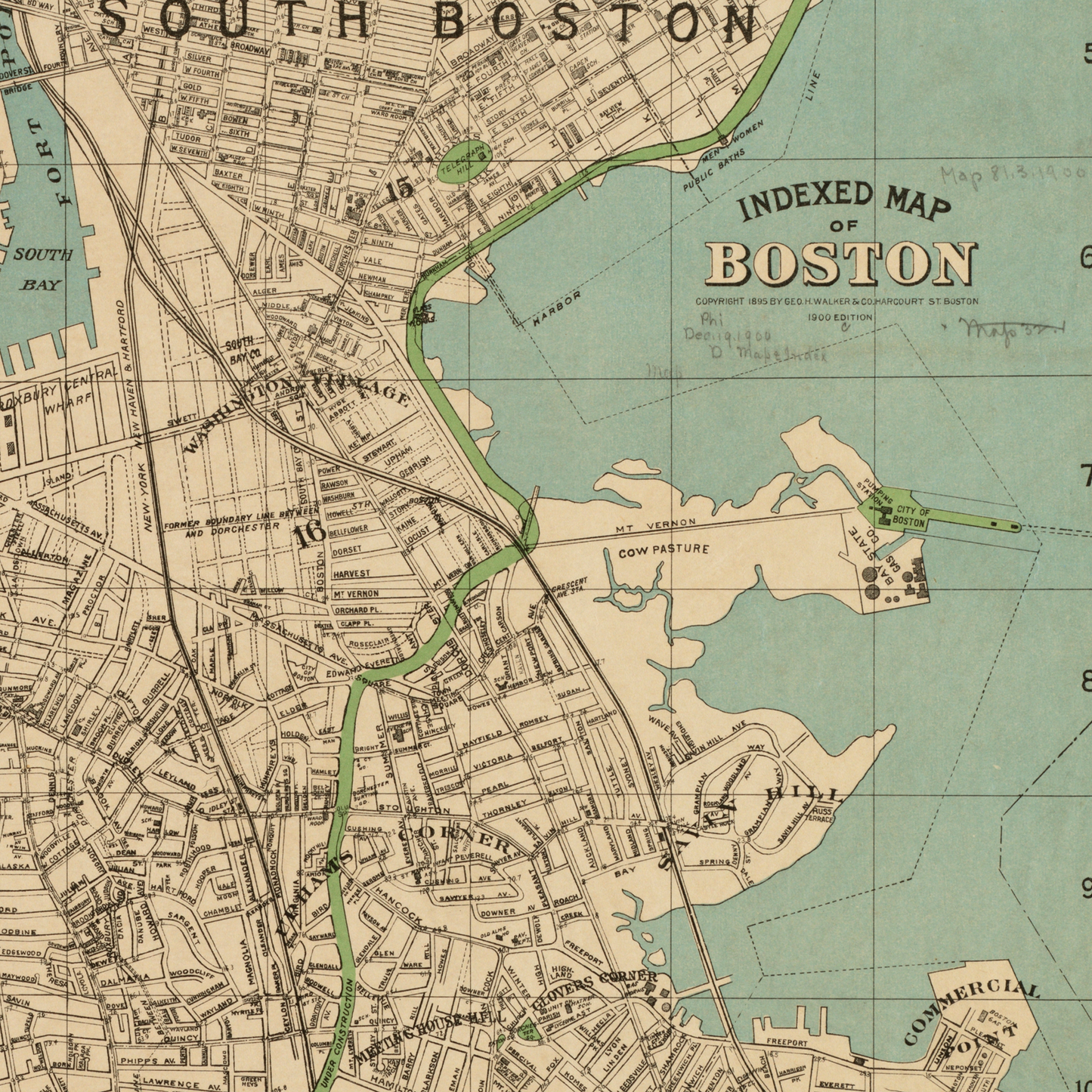 Boston, Massachusetts - Vintage Map