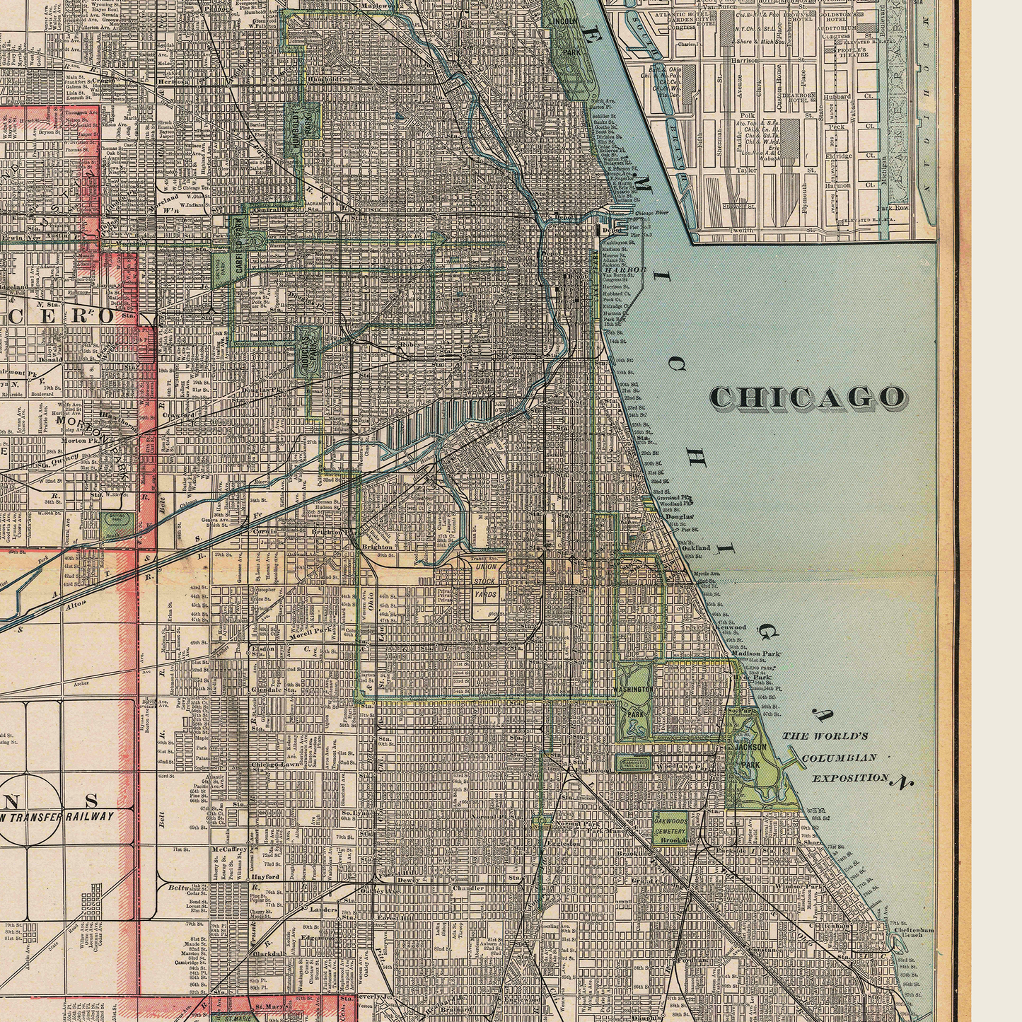 Chicago, Illinois - Vintage Map