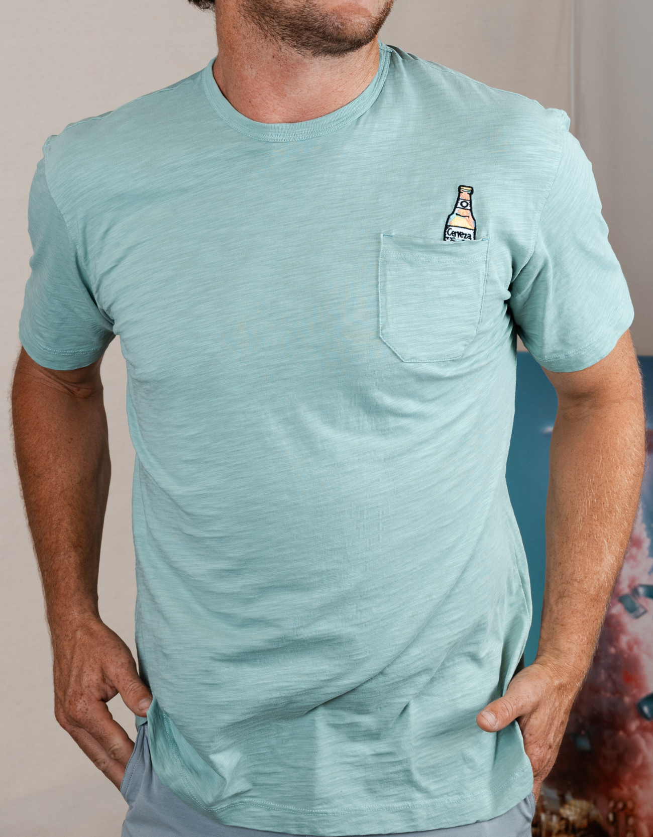 CERVEZA FOR MY FACE-A - SLUB PIMA POCKET TEE