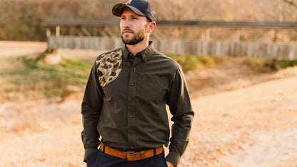 Sportsmans Shirt - Moss Oxford/Original Camo