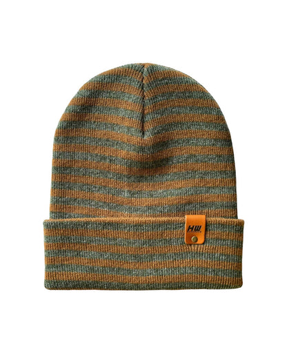 HAAKWEAR Classic RORO Cuffed Beanie / Hat - Brown / Green, Made in USA
