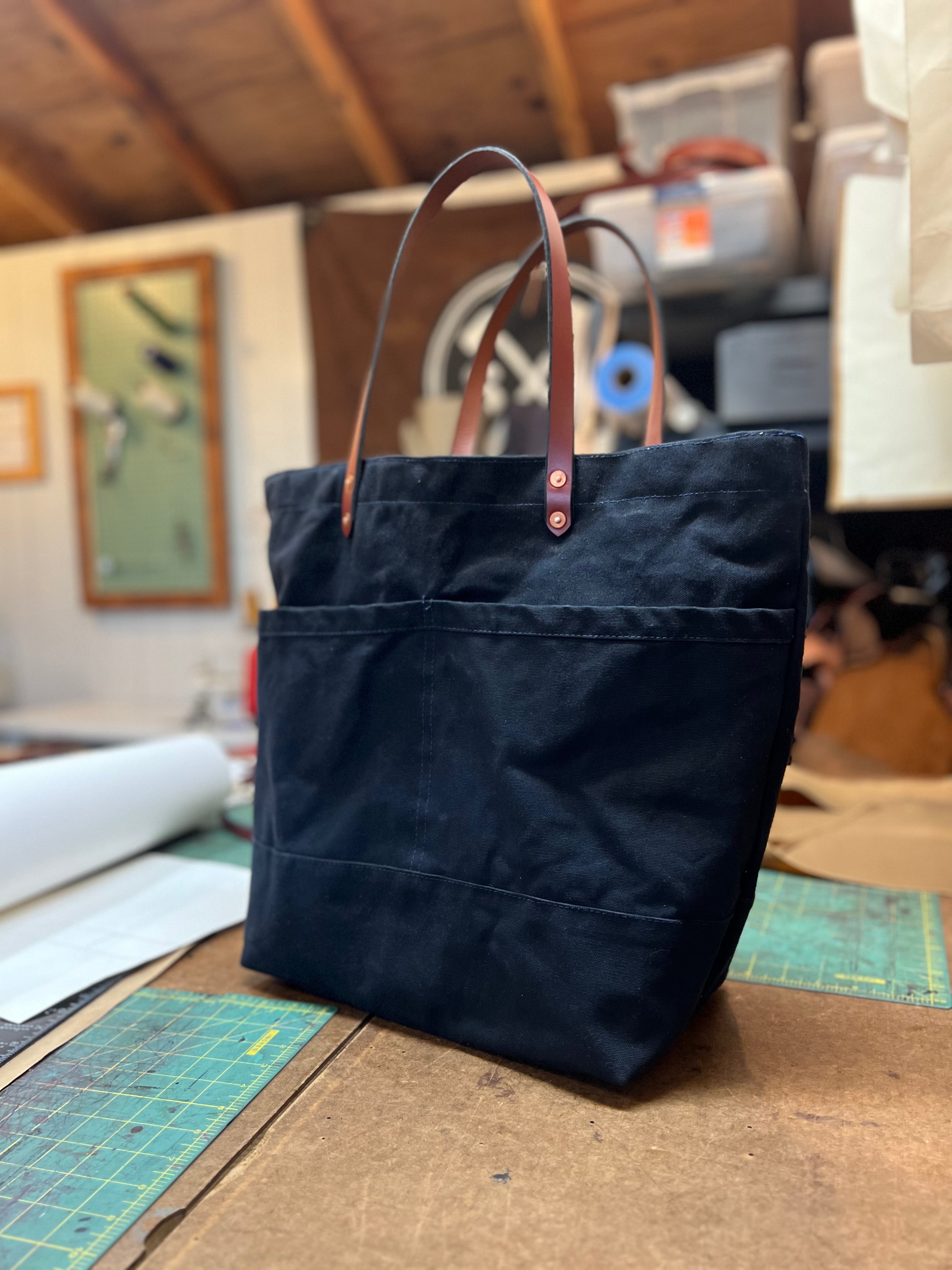 The New Craft Tote in Waxed Canvas and Leather - Brush Brown