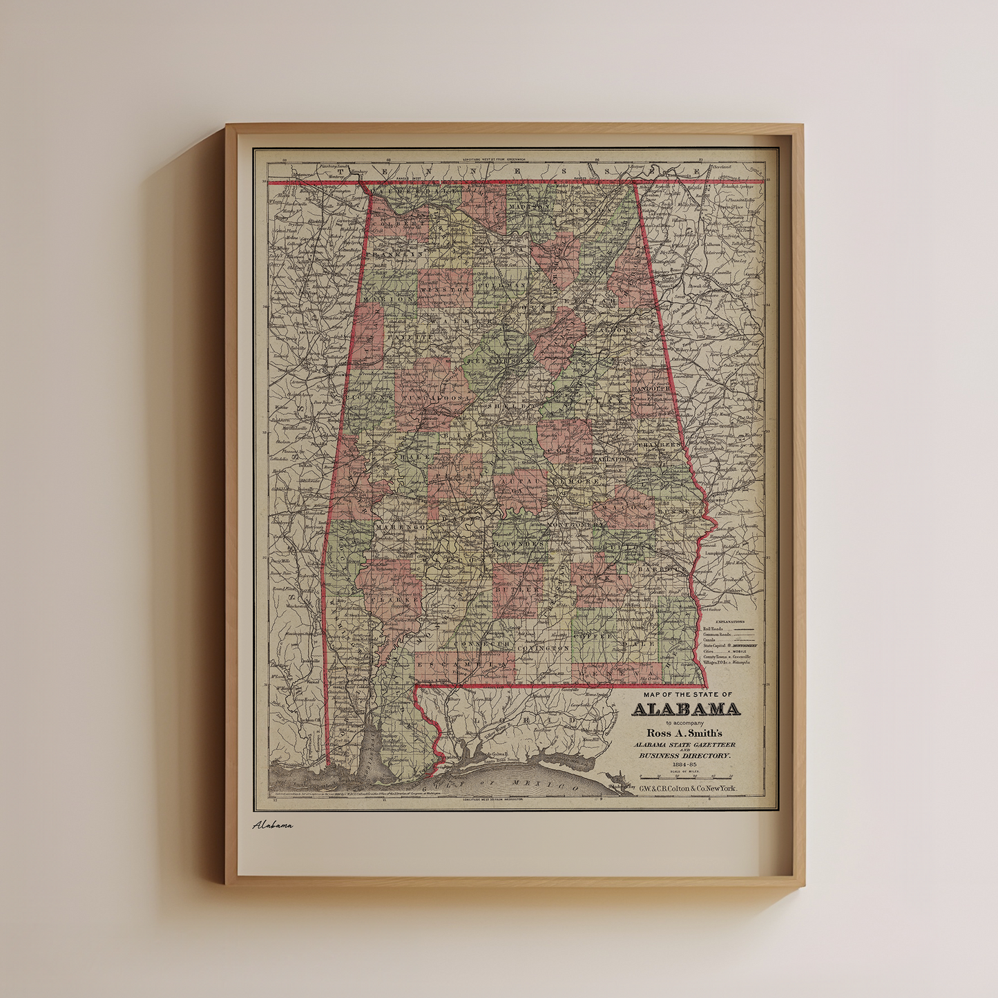Alabama Vintage Map