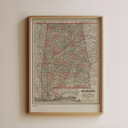 Alabama Vintage Map
