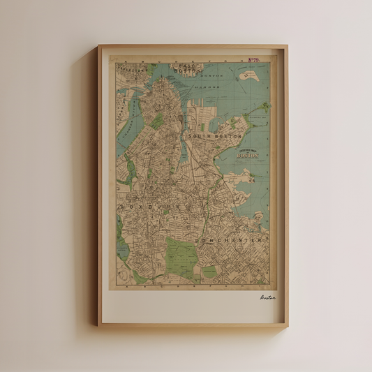 Boston, Massachusetts - Vintage Map