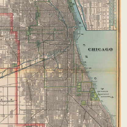 Chicago, Illinois - Vintage Map