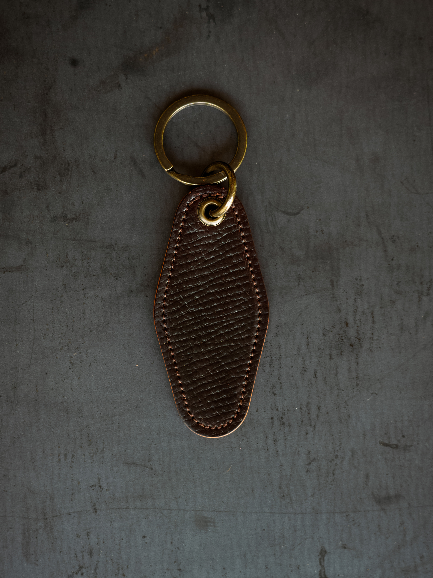 Motel Key Ring - Dark Cognac Hatchgrain Shell Cordovan