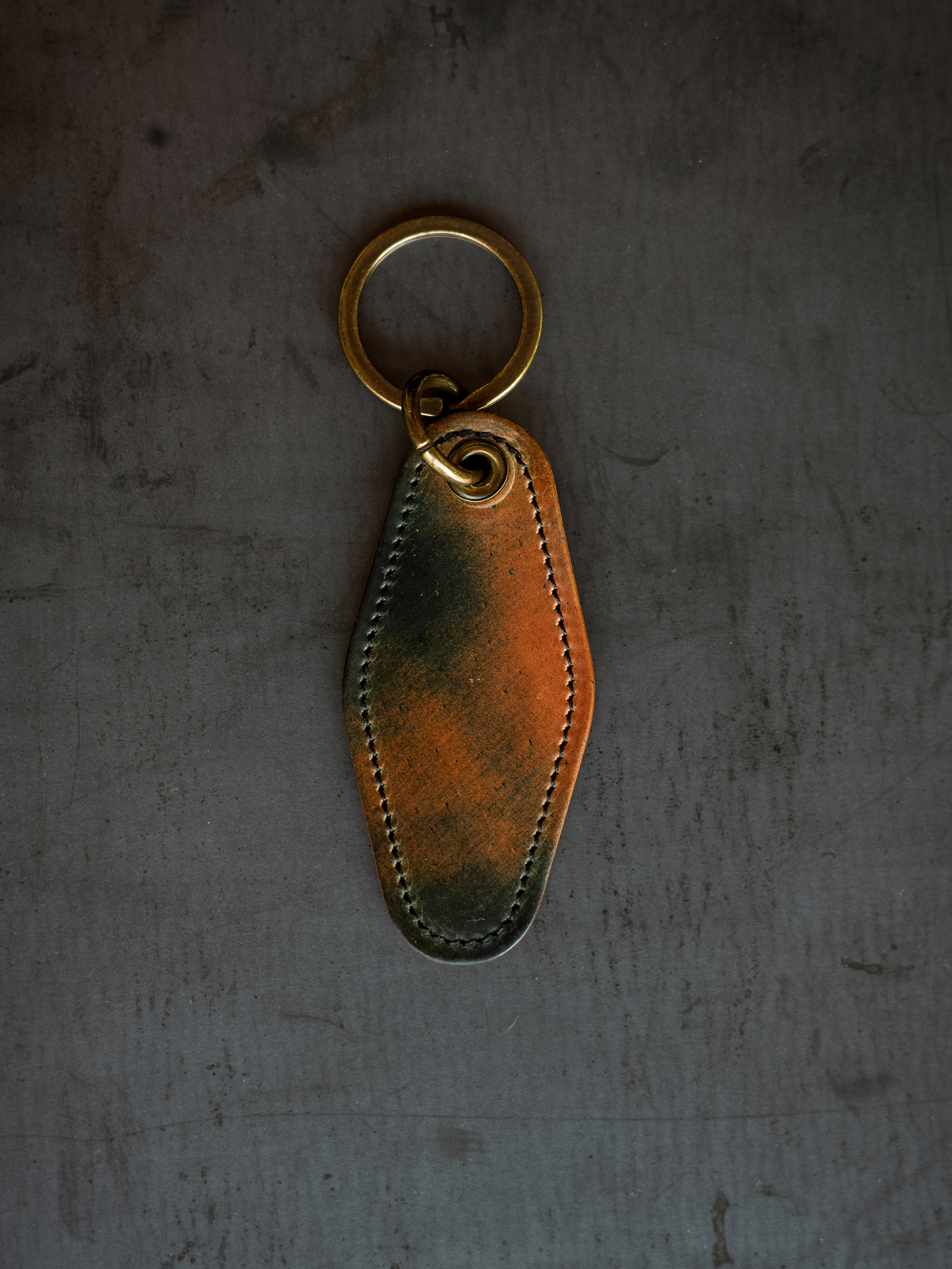 Motel Key Ring - Marbled Black Shell Cordovan