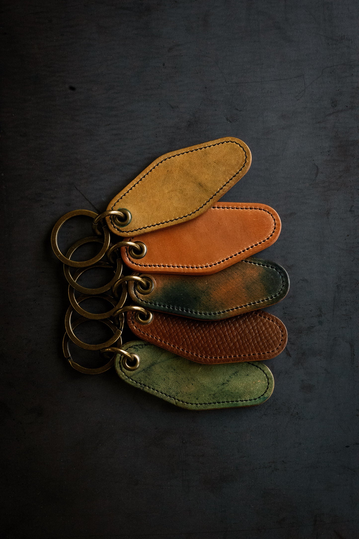 Motel Key Ring - Dark Cognac Hatchgrain Shell Cordovan