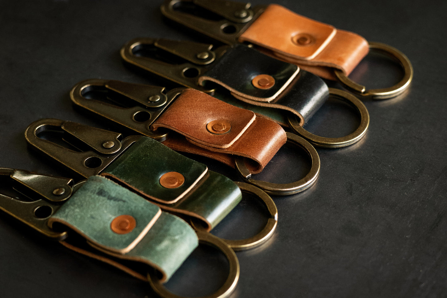 Key Clip - Reverse Black Horween Shell Cordovan