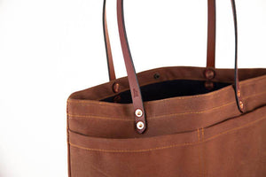 The New Craft Tote in Waxed Canvas and Leather - Brush Brown (Pre-order) - Sturdy Brothers