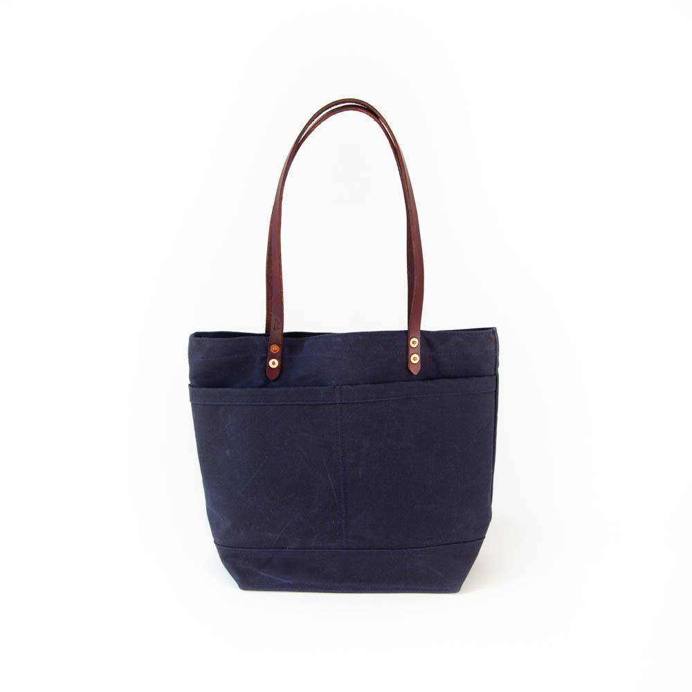 The New Craft Tote in Waxed Canvas and Leather - Navy (Pre-order) - Sturdy Brothers