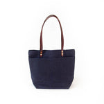 Load image into Gallery viewer, The New Craft Tote in Waxed Canvas and Leather - Navy (Pre-order) - Sturdy Brothers
