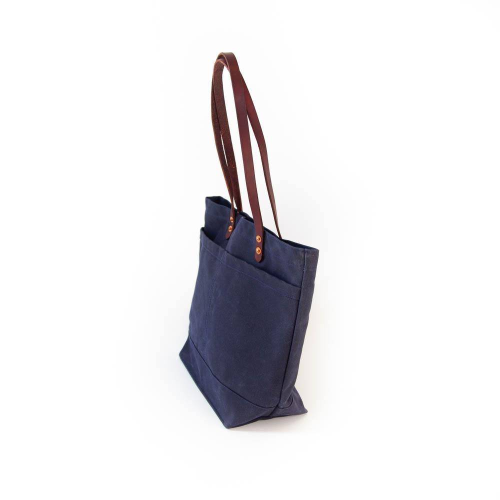 The New Craft Tote in Waxed Canvas and Leather - Navy (Pre-order) - Sturdy Brothers