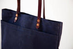 Load image into Gallery viewer, The New Craft Tote in Waxed Canvas and Leather - Navy (Pre-order) - Sturdy Brothers
