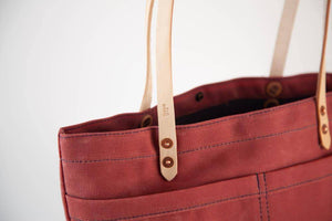 The New Craft Tote in Waxed Canvas and Leather - Nautical Red (Pre-order) - Sturdy Brothers