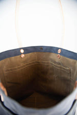 Load image into Gallery viewer, The New Craft Tote in Waxed Canvas and Leather - Slate Blue (Pre-order) - Sturdy Brothers
