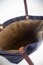 Load image into Gallery viewer, The New Craft Tote in Waxed Canvas and Leather - Navy (Pre-order) - Sturdy Brothers
