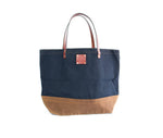Load image into Gallery viewer, Waxed Canvas and Leather Tote Bag Craft Tote Navy Top
