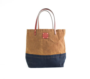 Waxed Canvas and Leather Tote Bag Craft Tote Nutmeg Top