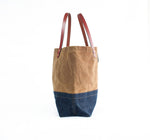 Load image into Gallery viewer, Waxed Canvas and Leather Tote Bag Craft Tote Nutmeg Top
