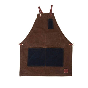 The Charles Cross-back Apron in Waxed Canvas and Leather