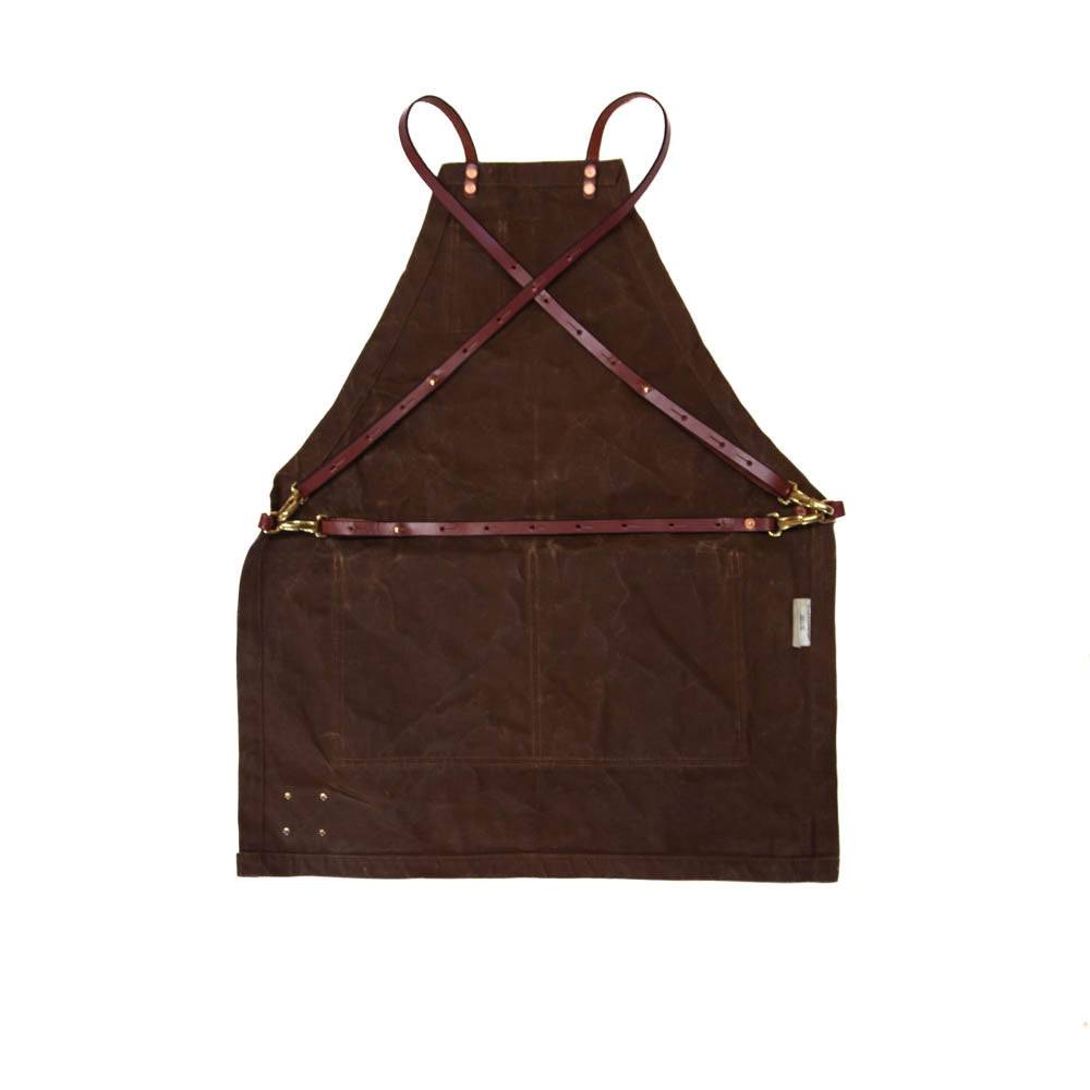 The Charles Cross-back Apron in Waxed Canvas and Leather