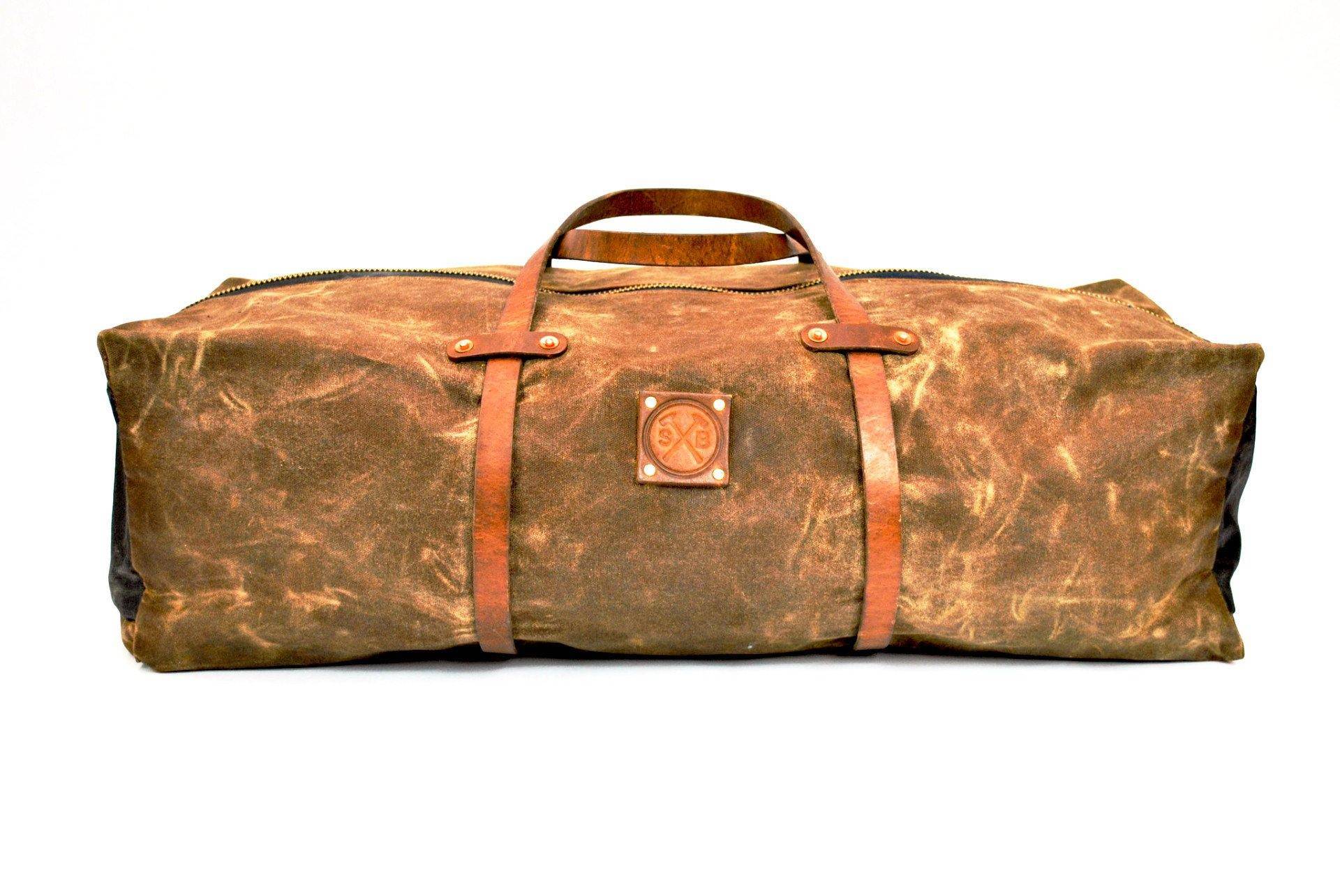 Large waxed canvas duffle bag sale