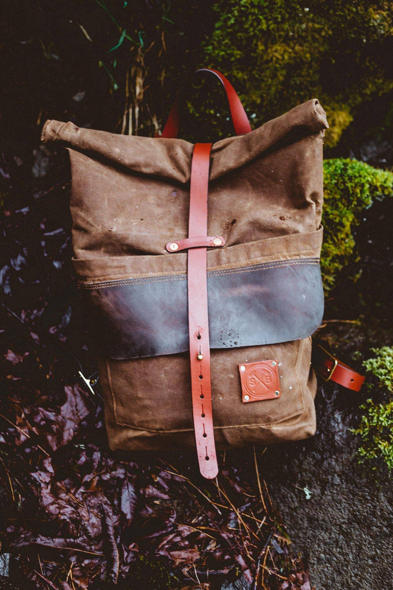 Waxed Canvas and Leather Backpack