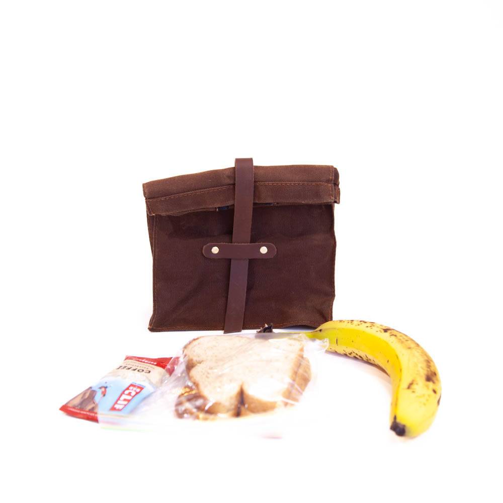 Lunch Sack Nutmeg Waxed Canvas & Leather