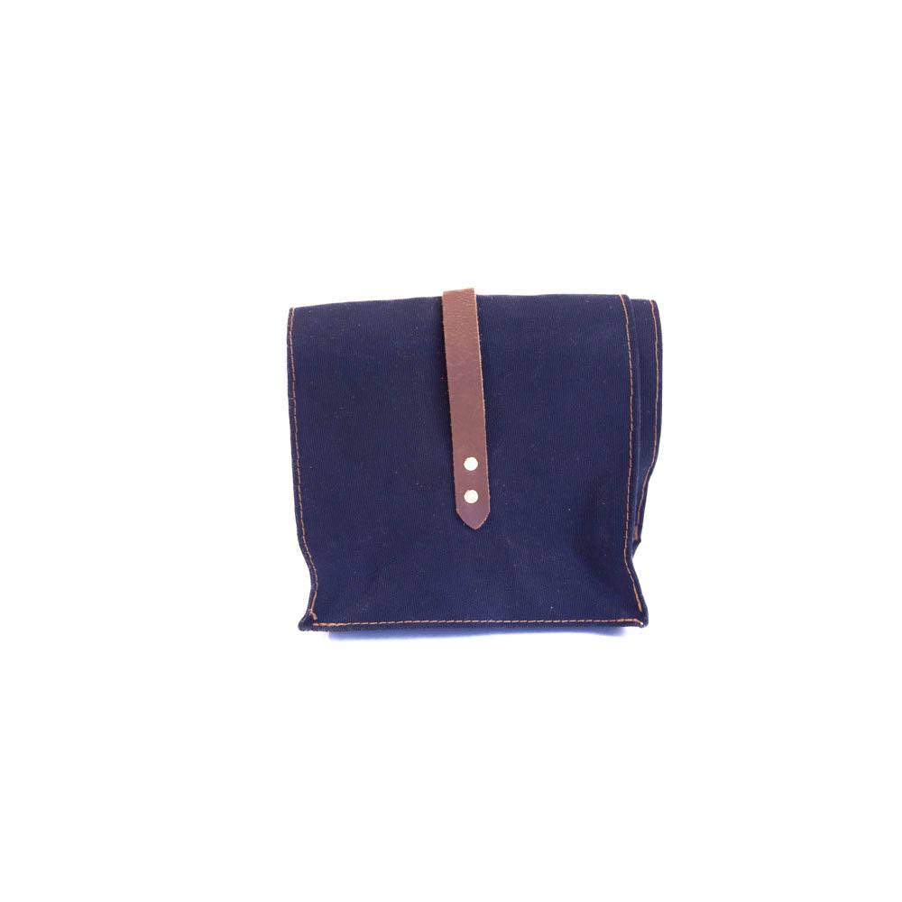 Lunch Sack Navy Waxed Canvas & Leather