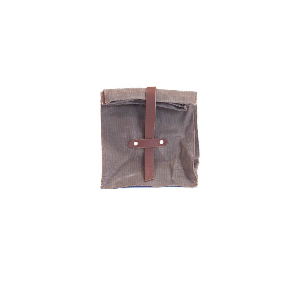 Lunch Sack Grey Waxed Canvas & Leather