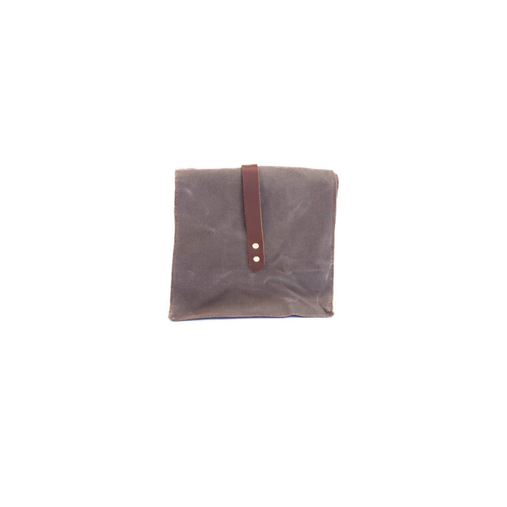 Lunch Sack Grey Waxed Canvas & Leather