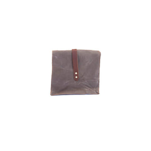 Lunch Sack Grey Waxed Canvas & Leather