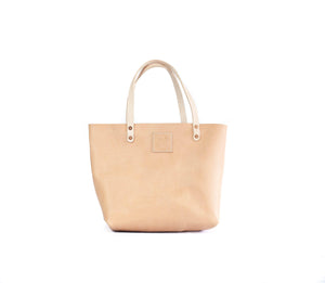 Natural Veg Tanned Leather Tote Purse