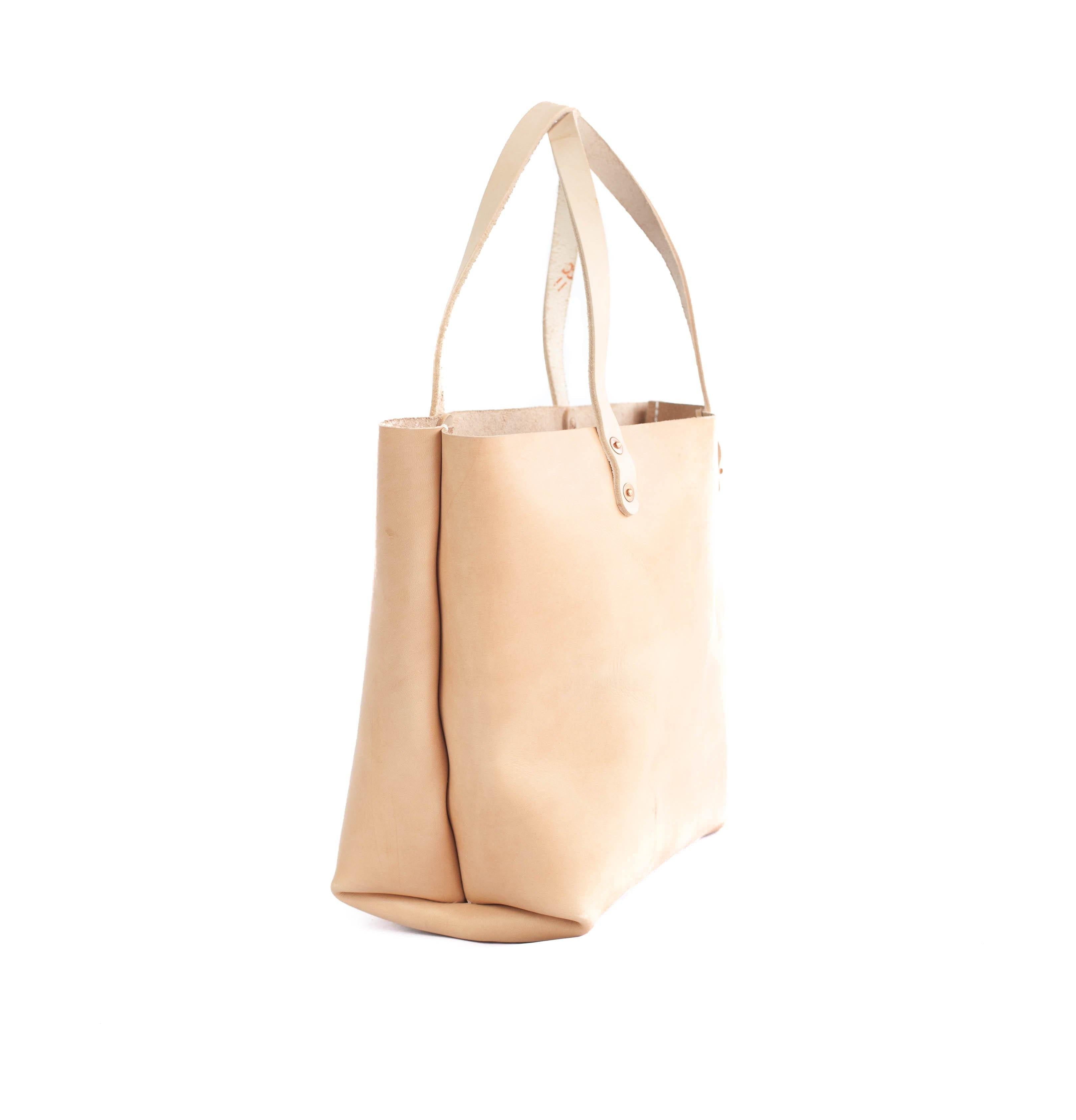 Natural Veg Tanned Leather Tote Purse