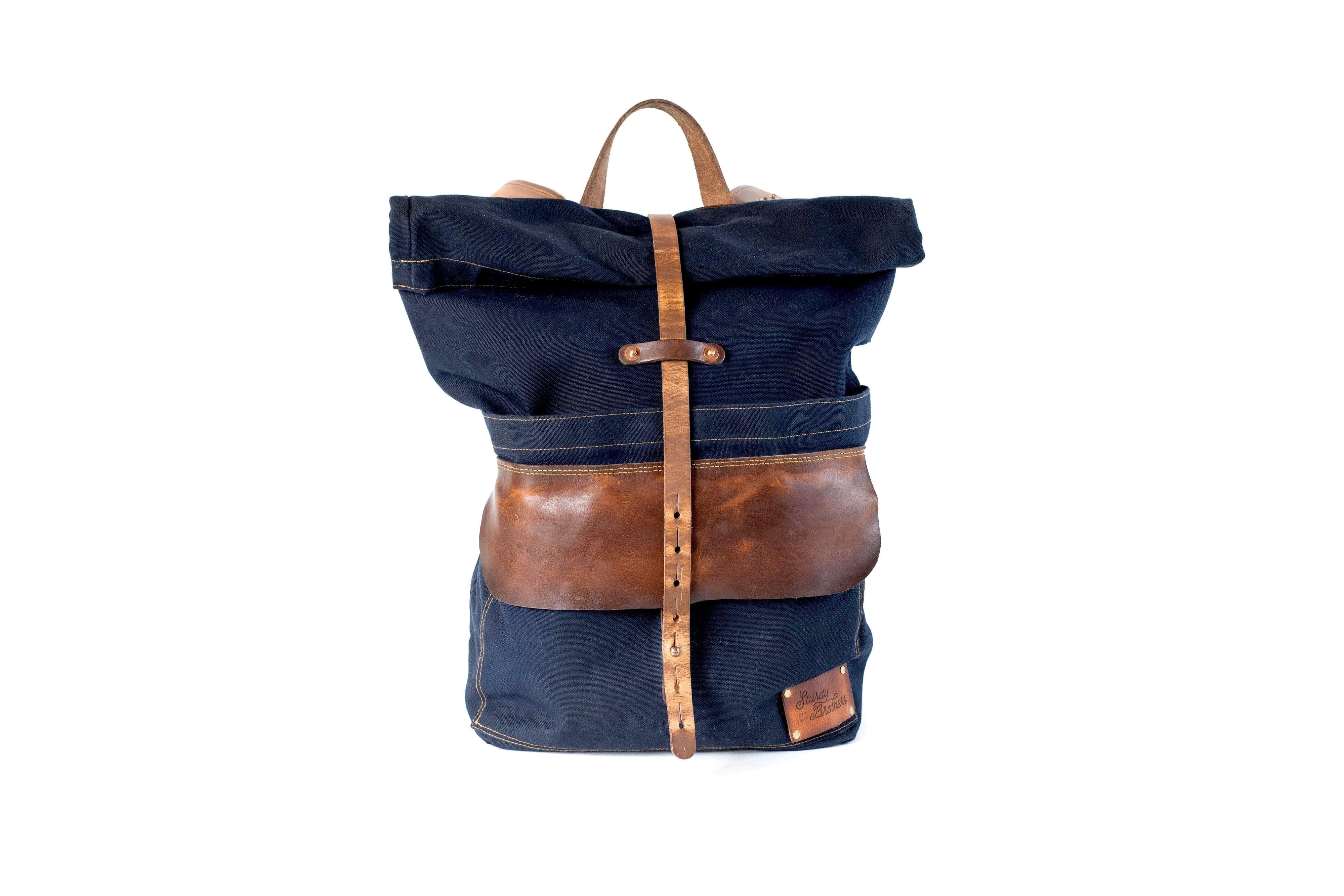 Waxed canvas roll top backpack deals