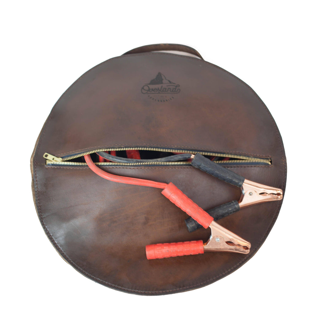 Waxed Canvas and Leather Jumper Cable, Booster Cable Bag, Carry