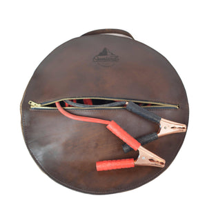 Waxed Canvas and Leather Jumper Cable, Booster Cable Bag, Carry