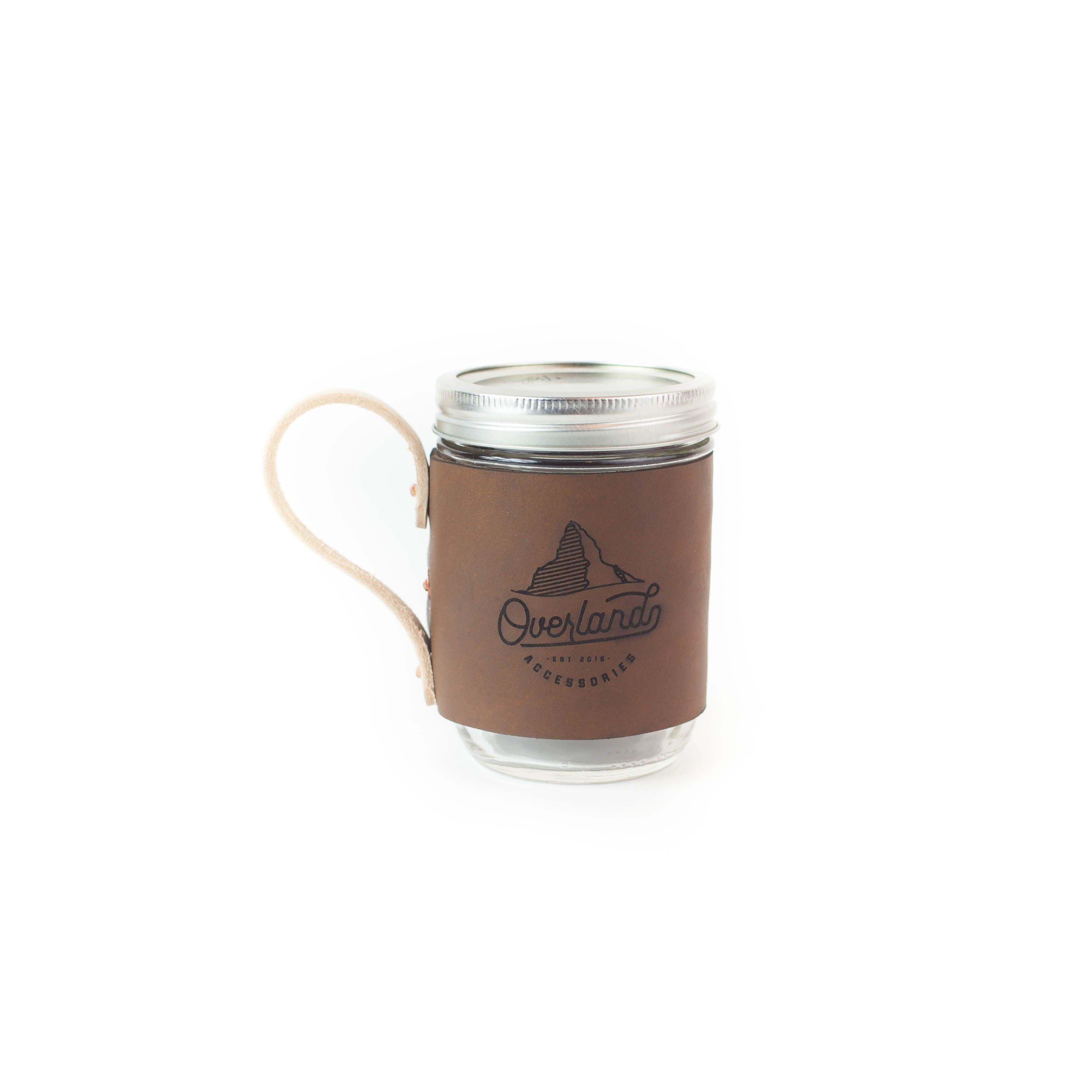 Leather Mason Jar Mug Wrap with Copper Rivets