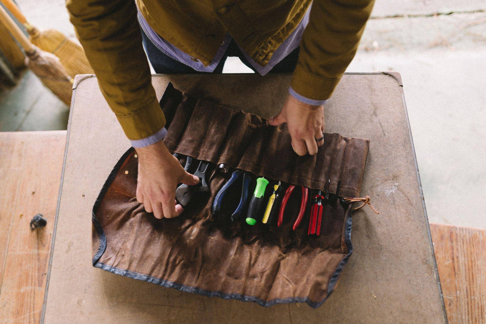 Tool Roll, Waxed Canvas, Charcoal