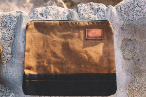portfolio waxed canvas large zipper bag