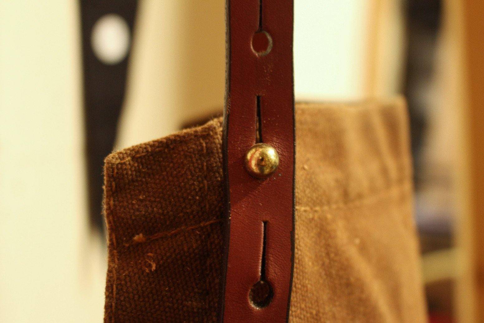 Waxed Canvas and Leather Charles Apron by Sturdy Brothers Brass Hardware