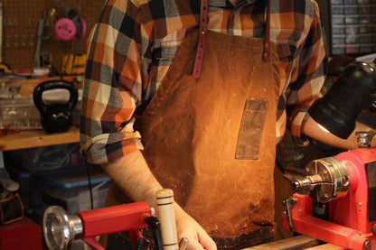 Waxed Canvas and Leather Charles Apron by Sturdy Brothers Brass Hardware