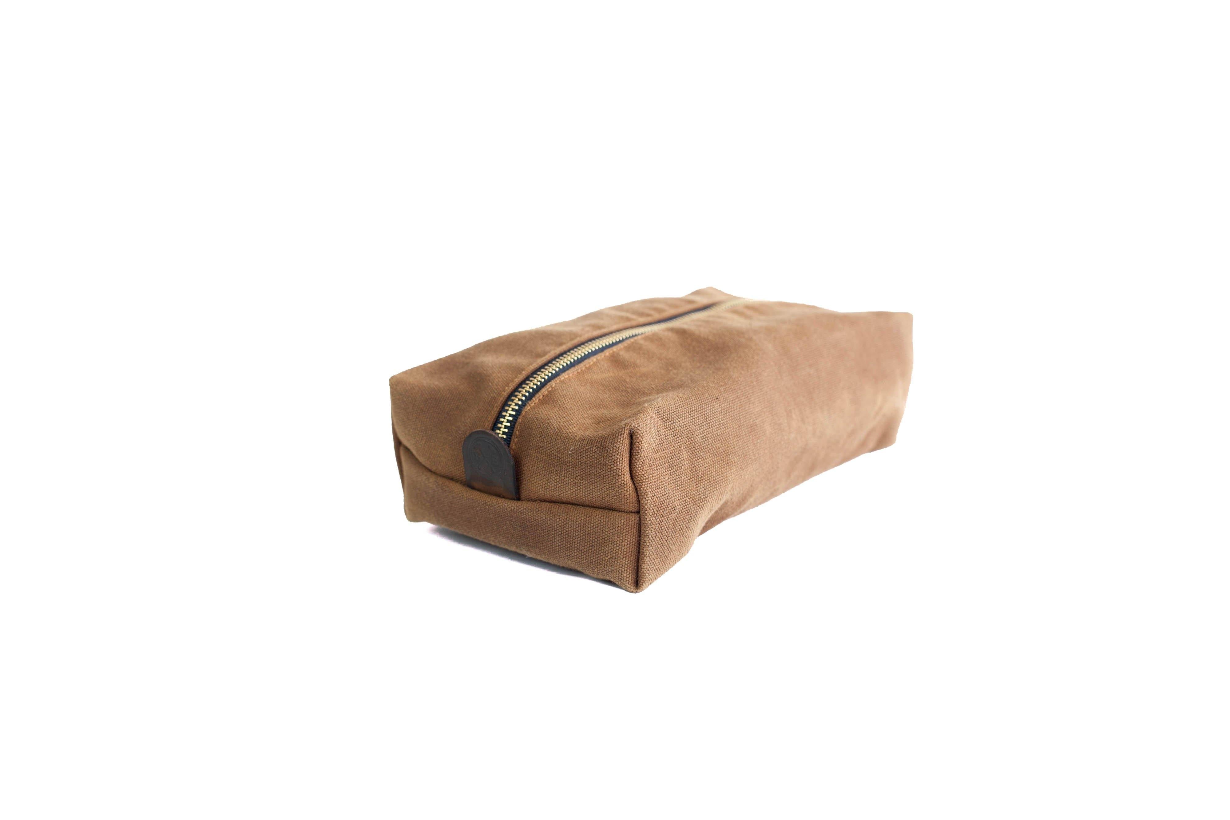 Nutmeg Waxed Canvas Toiletry Dopp Kit 14"