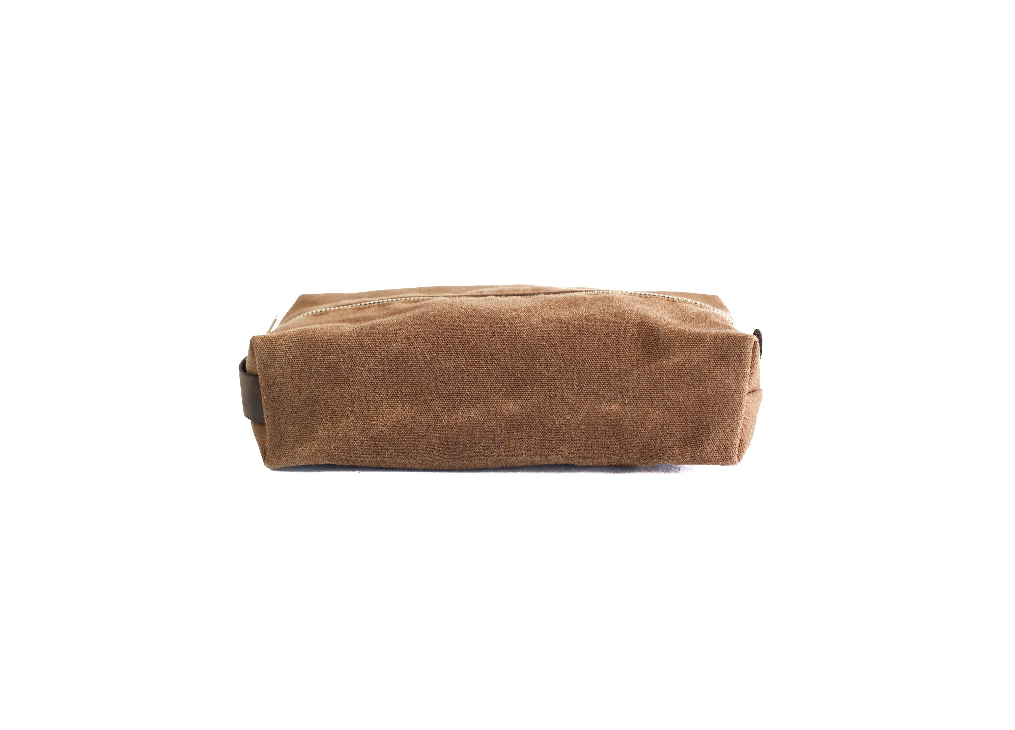 Nutmeg Waxed Canvas Toiletry Dopp Kit 14"