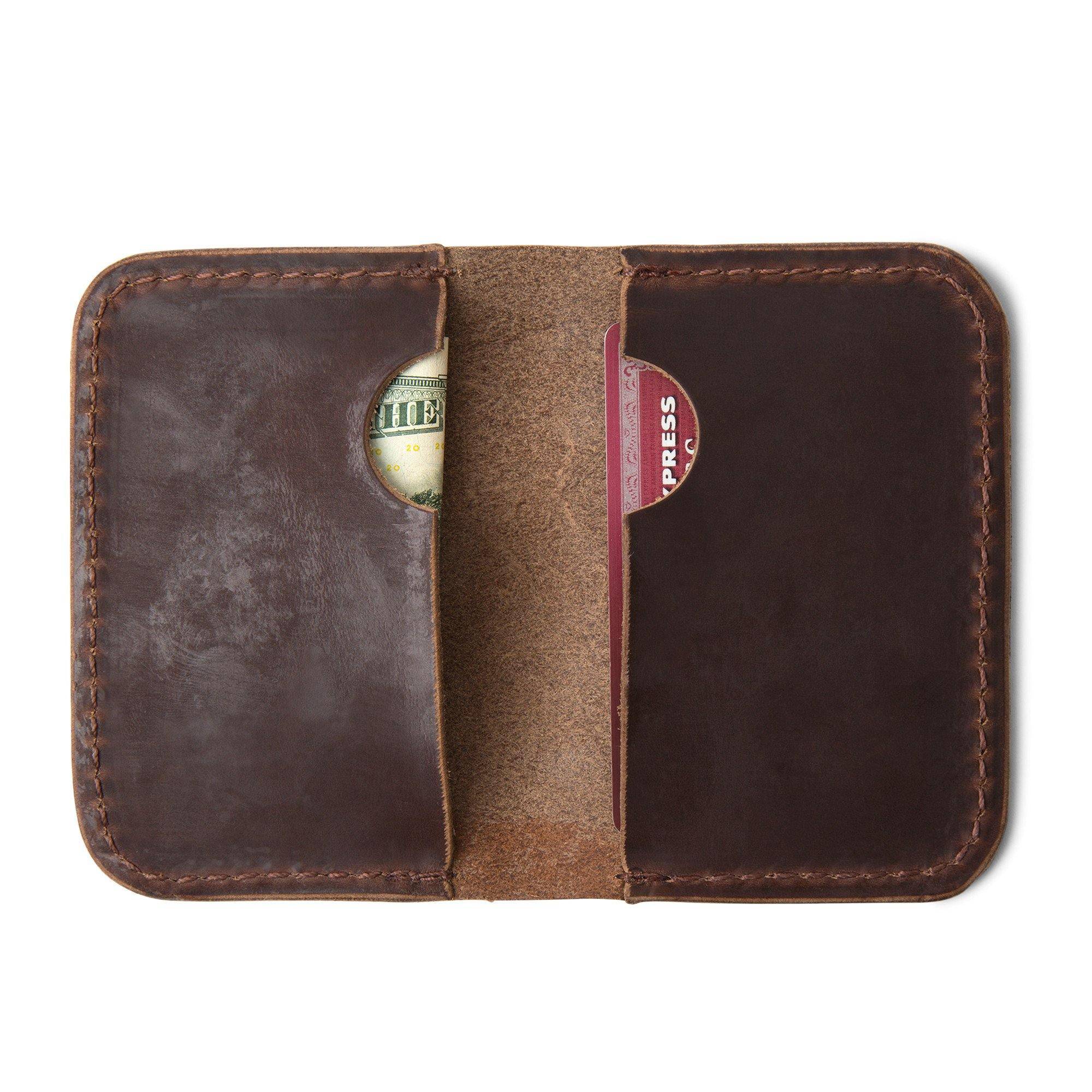 Dark Brown Seahawk Horween Double Pocket Wallet